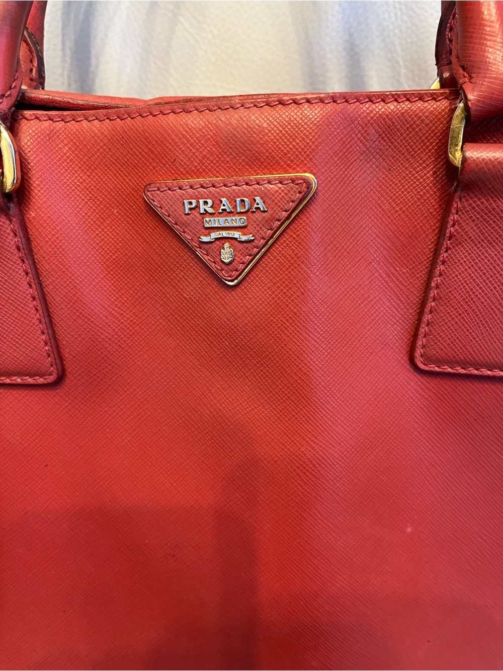 Prada Red Saffiano Leather Tote - Picture 2 of 10